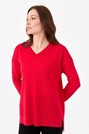 Kadın V Yaka İnce Bluz N.Çiçeği