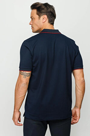 Erkek Fermuarlı Polo Yaka T-shirt Lacivert