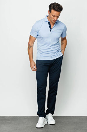 Erkek Polo Yaka T-shirt Mavi