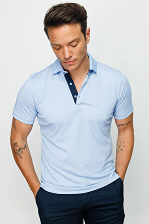 Erkek Polo Yaka T-shirt Mavi
