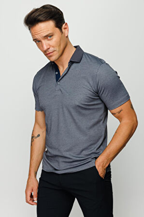 Erkek Polo Yaka T-shirt Füme