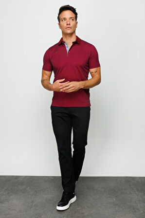 Erkek Polo Yaka T-shirt Bordo