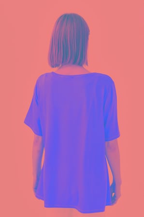 Kadın Sıfır Yaka Önü Ahşap Düğmeli Penye T-shirt Oranj