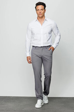 Erkek Beli Lastikli Yan Cepli Koton Pantolon Antra