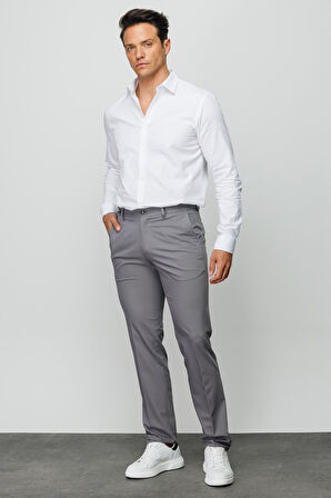 Erkek Beli Lastikli Yan Cepli Koton Pantolon Antra