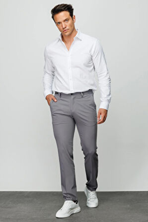 Erkek Beli Lastikli Yan Cepli Koton Pantolon Antra