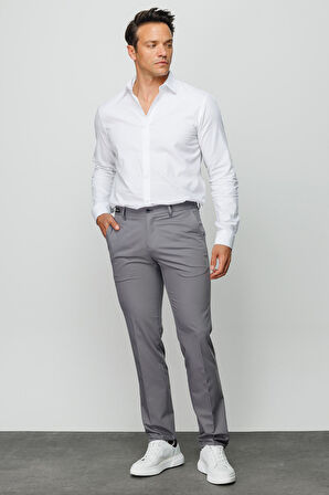 Erkek Beli Lastikli Yan Cepli Koton Pantolon Antra