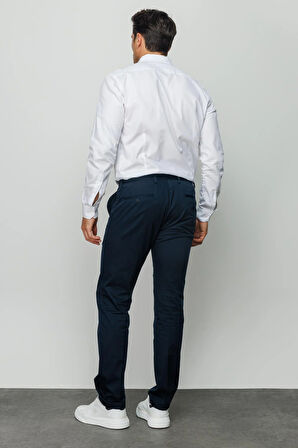 Erkek Beli Lastikli Yan Cepli Koton Pantolon Lacivert