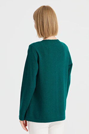 Kadın Sıfır Yaka Kenarı Dantel İşlemeli Yün Hırka K.Ö.başı