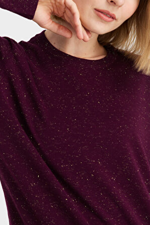 Kadın Sıfır Yaka Angelina Basic Kazak K.Mürdüm