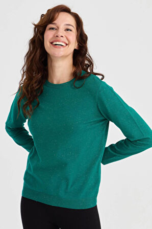 Kadın Sıfır Yaka Angelina Basic Kazak A.Ö.Başı