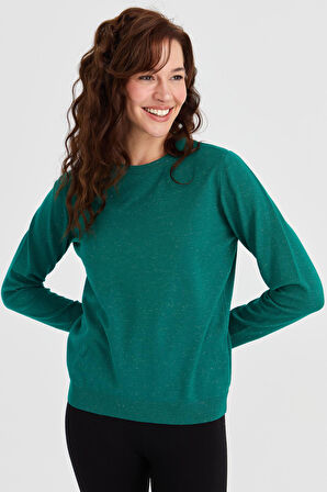 Kadın Sıfır Yaka Angelina Basic Kazak A.Ö.Başı