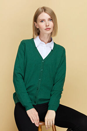 Kadın V Yaka Hırka Yün Ö.Başı