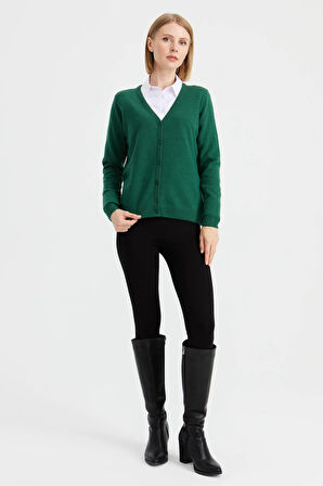 Kadın V Yaka Hırka Yün Ö.Başı