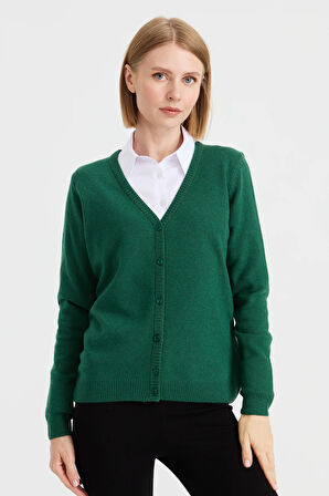 Kadın V Yaka Hırka Yün Ö.Başı