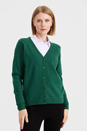 Kadın V Yaka Hırka Yün Ö.Başı