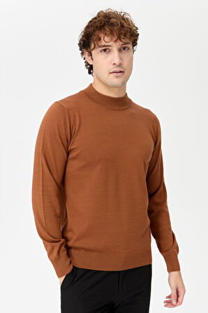 Erkek Basic Yarım Balıkçı İnce Triko Kazak K.taba