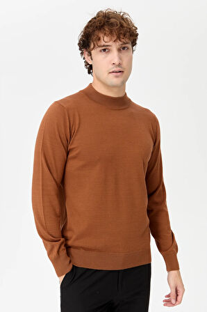 Erkek Basic Yarım Balıkçı İnce Triko Kazak K.taba