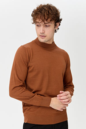 Erkek Basic Yarım Balıkçı İnce Triko Kazak K.taba