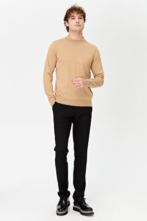 Erkek Basic Yarım Balıkçı İnce Triko Kazak S.Kahve