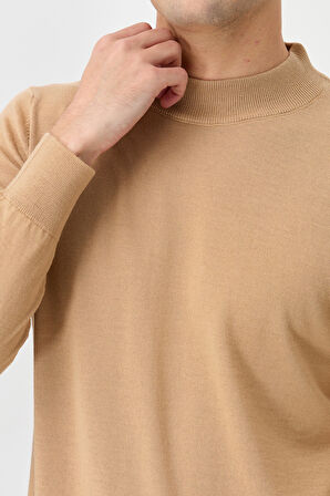 Erkek Basic Yarım Balıkçı İnce Triko Kazak S.Kahve