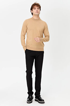 Erkek Basic Yarım Balıkçı İnce Triko Kazak S.Kahve