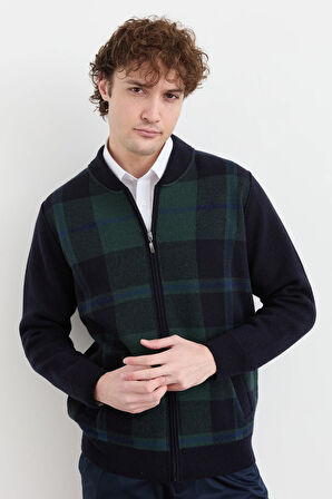 Erkek Hakim Yaka Kareli Pike Dokuma Mont K.Lacivert