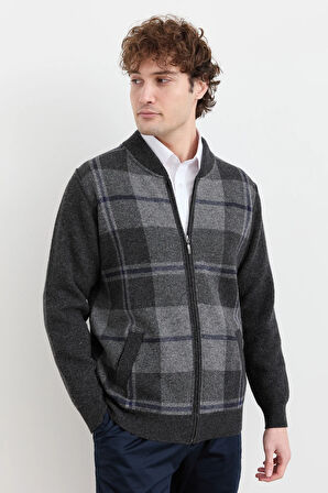 Erkek Hakim Yaka Kareli Pike Dokuma Mont K.Füme