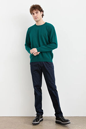 Erkek Sıfır Yaka Klasik Yün Kazak K.Ö.başı