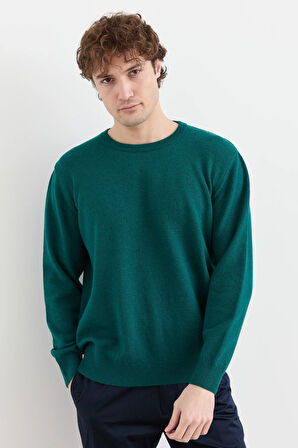 Erkek Sıfır Yaka Klasik Yün Kazak K.Ö.başı