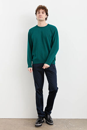 Erkek Sıfır Yaka Klasik Yün Kazak K.Ö.başı