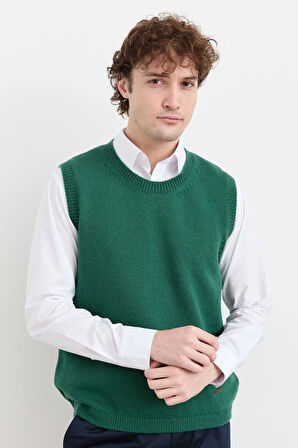 Erkek Sıfır Yaka Klasik Yün Süveter Ö.Başı