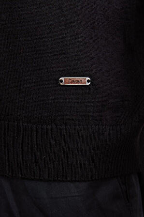 Erkek Yarım Balıkçı Yaka Yün Ceket Siyah