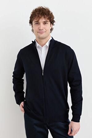 Erkek Yarım Balıkçı Yaka Yün Ceket Lacivert