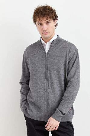 Erkek Yarım Balıkçı Yaka Yün Ceket Füme