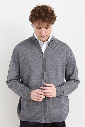 Erkek Yarım Balıkçı Yaka Yün Ceket Füme