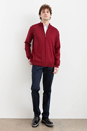 Erkek Yarım Balıkçı Yaka Yün Ceket Bordo