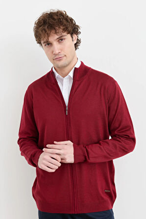 Erkek Yarım Balıkçı Yaka Yün Ceket Bordo