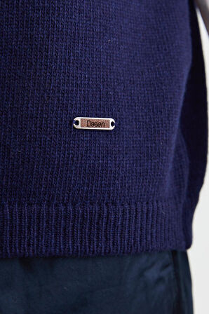 Erkek V Yaka Kalın Klasik Yün Süveter Y.A Lacivert