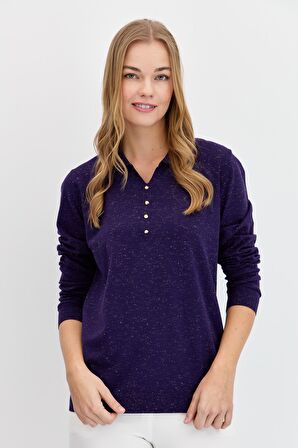 Kadın Polo Yaka Angelina Basic Bluz K.Mor