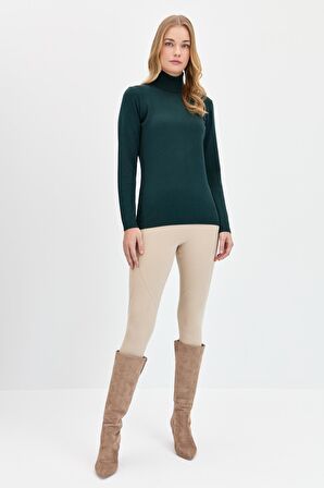 Kadın Likralı Uzun Kollu Basic Tam Balıkçı Bluz Nefti