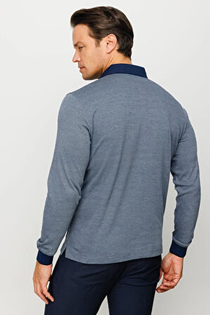 Erkek Polo Yaka Yelken Desenli Sweatshirt Füme