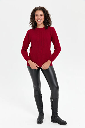 Kadın Sıfır Yaka Dikişsiz Önü Yürütmeli Yün Kazak V.Çürüğü