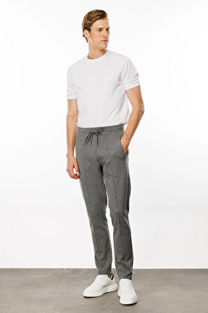 Erkek Cepleri Fermuarlı Eşofman Altı Antra/Melanj