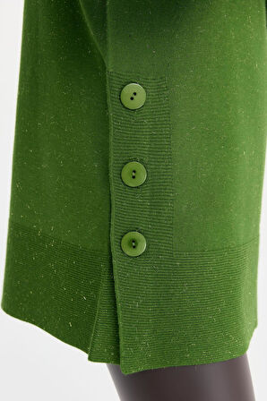 Kadın Tam Balıkçı Yaka Dikişsiz Kazak K.Yosun