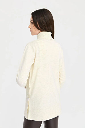 Kadın Tam Balıkçı Yaka Dikişsiz Kazak Kemik