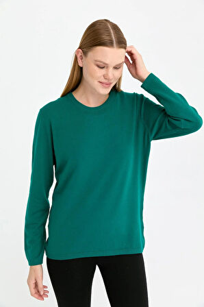 Kadın Likralı Uzun Kol Basic Sıfır Yaka Bluz A.Ö.Başı