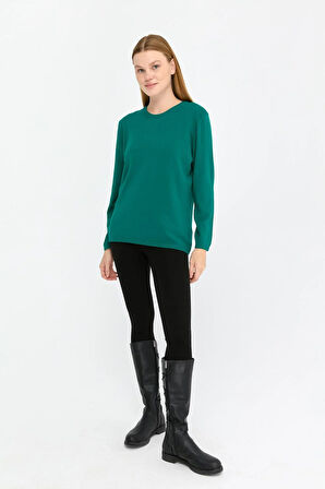 Kadın Likralı Uzun Kol Basic Sıfır Yaka Bluz A.Ö.Başı