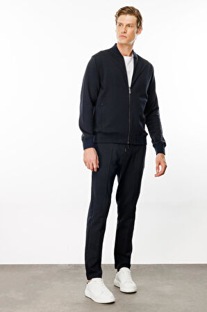 Erkek Cepleri Fermuarlı Eşofman Üstü Lacivert