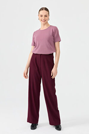 Kadın Sıfır Yaka Kısa Kollu Basic Yün Bluz G.Kurusu